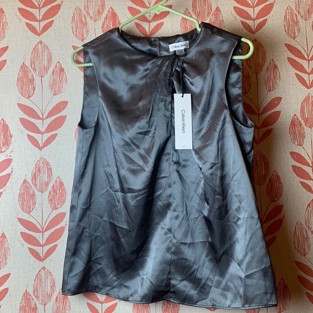 A Calvin Klein blue Satin-like Top, Size S